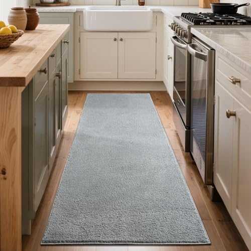 2x6 Pure Light Grey Runner Rug Non-Slip Washable for Hallway Kitchen - Image 7