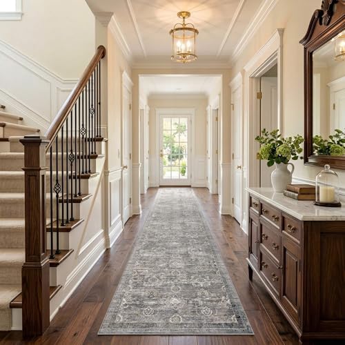 Rugxara 2x10 Washable Runner Rug for Hallway Kitchen Entryway, Taupe/Grey - Image 2