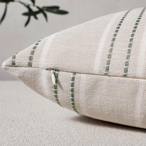 Hckot Sage Green Throw Pillow Covers 22x22 Set of 2 Striped Pillow Covers - Image 3