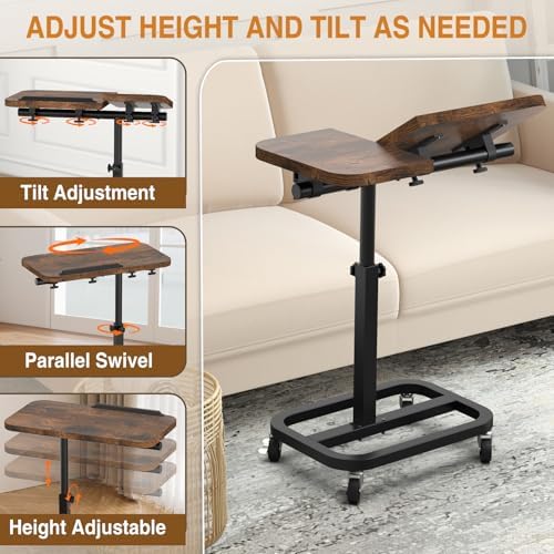 Portable Rolling Over Bed Laptop Desk, Adjustable Height and Tilt for Home - Image 3