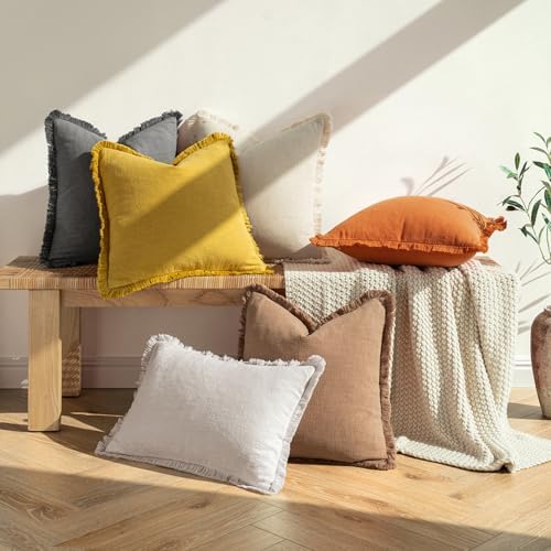 MIULEE Linen Decorative Fall Euro Throw Pillow Covers Burnt Orange 24x24 - Image 6
