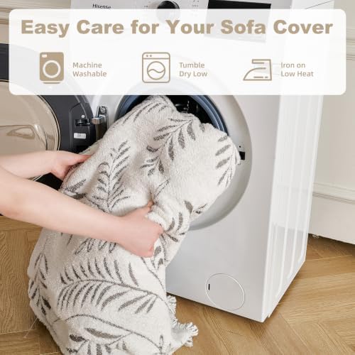 Couch Cover for Dogs Washable Sofa Cover, Sectional Couch Covers, Sofa Covers for 2 Cushion Couch, Non Slip Stripe Sofa Slipcovers Furniture Protector (Eucalyptus Brown 91x118) - Image 7