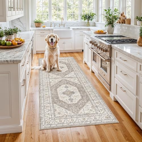 Ksrau 3x6 Runner Rug Washable Vintage: Non Slip Hallway Runners Brown/Beige by Ksrau
