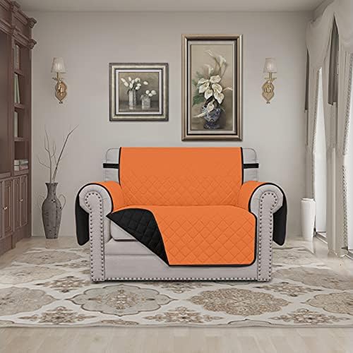 Easy-Going Reversible Couch Cover, Oversized Chair, Orange/Black - Image 2