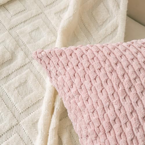 Set of 4 Light Pink Decorative Throw Pillow Covers 12x20 Inch Corduroy Pillow Covers for Bed Couch Sofa Living Room Soft Cushion Cases - Image 5
