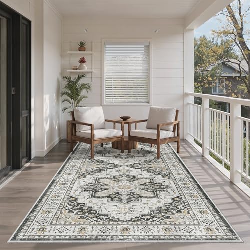 Madane 4x8 Wide Hallway Runner Rug Washable for Living Room, Black - Image 3