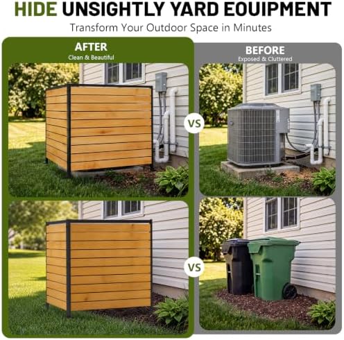 2 Panels No Dig Wood Privacy Screen, 42" H x 40" W Outdoor AC Fence - Image 5