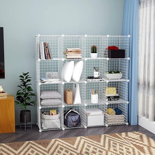 C&AHOME Wire Cube Storage, 16-Cube Organizer Metal C Grids Storage, White - Image 5