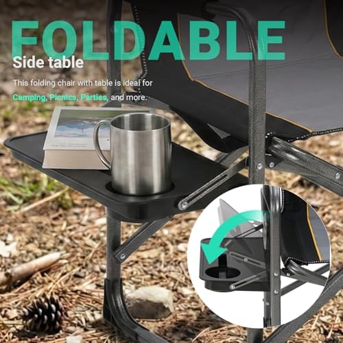 Overmont 2 Pack Folding Camping Chairs with Side Tables, 400 lb Each - Image 4