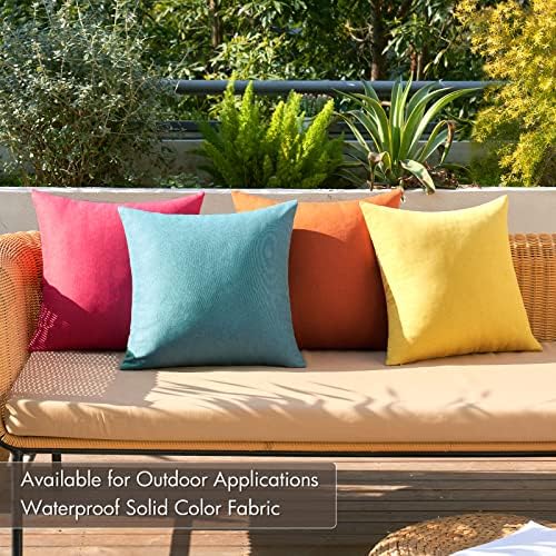 MIULEE Pack of 4 Decorative Outdoor Throw Pillow Covers Linen Waterproof Pillow Covers Summer Farmhouse Cushion Cases for Patio Garden Tent Balcony Couch Sofa 16x16 Inch Red/Turquoise - Image 2