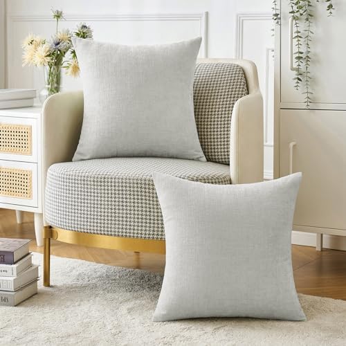 MIULEE Soft Chenille Throw Pillow Covers Light Gray 16x16 Inch Pack of 2 - Image 5