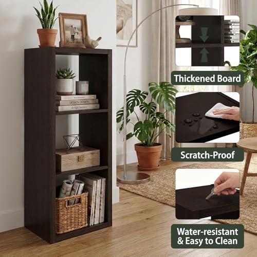 WannabeMyself【2026 Wooden Thick Frame】 3 Cube Storage Organizer with Anti-Tipping Kits, Reversible Open Back Book Shelf,Bookcase for Living Room,Bedroom,Entrance Hall,Office,11.6×36.3×13.1,Chocolate - Image 3