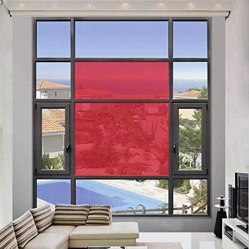Transparent Decorative Window Film Anti UV Colorful Adhesive Vinyl Heat Insulation Solar Window Tinting Sheets Glass Film for Christmas Home Decoration,60Inch x 10Feet, Red - Image 4