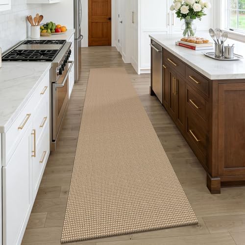 KOZYFLY Boho Runners for Hallways 2.6x10 ft Washable Kitchen Runner Non Slip Rubber Backed Hallway Rugs Cotton Entryway Runner Rug for Indoor Hall, Backdoor, Kitchen, Orange Beige/Tan/Brown - Image 2