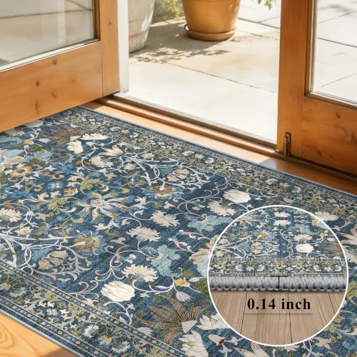 Living Room 6x8 Area Rugs: Farmhouse Washable Ultra Soft Carpet for Bedroom Nursery Indoor Stain Resistant Luxury Rug for Dining Room Non-Slip Durable Floor Mat for Pet Owners(6x8, Blue) - Image 2