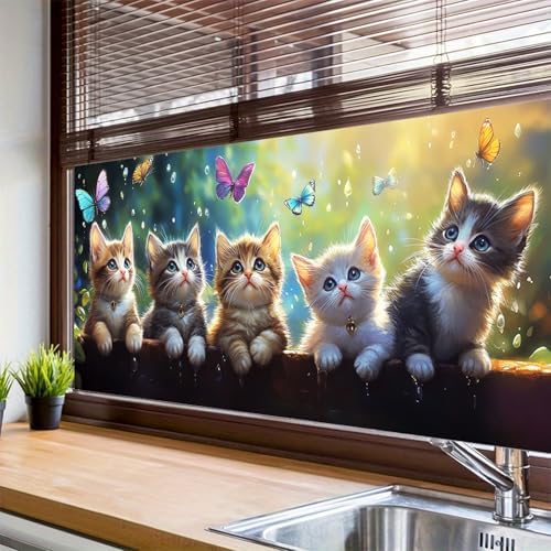 HOMETITUTE Cute Kitten Butterfly Peel Window Cling 39.3x17.7 Inch PVC - Image 4