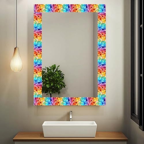 IVN Wallpaper Border Peel and Stick Wall Rainbow Glass Mosaic 4x196 Inch - Image 4
