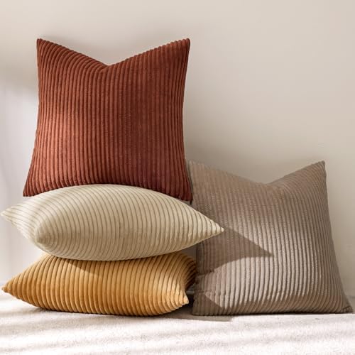 MIULEE Fall Corduroy Decorative Throw Pillow Covers Terracotta 18x18 - Image 6