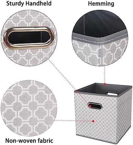 Black Foldable Storage Cubes Bins , Fabric Storage Box Cubes Organizer Baskets with Dual Handles for Home Organizer Grey Light - Image 7