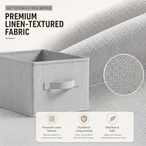 3-Pack Closet Storage Bins, Foldable Fabric Storage Baskets, Gray - Image 4
