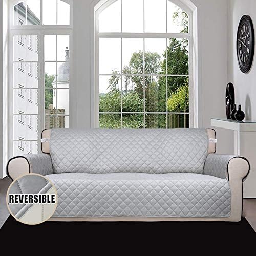 Easy-Going Reversible Couch Cover, 3 Cushion Sofa, Large, Light Gray/Ivory - Image 2