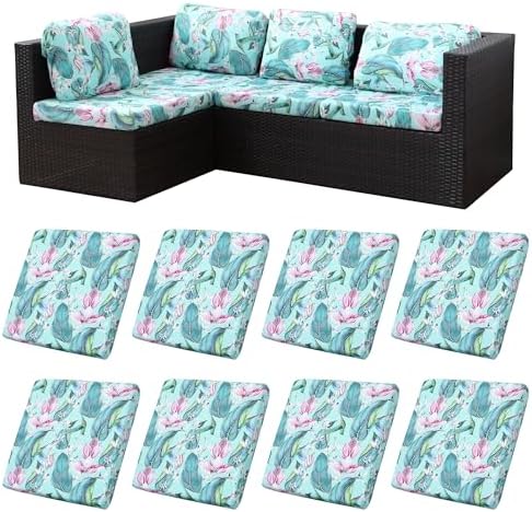 8 Pcs Outdoor Cushion Covers, Patio Sofa Cushion Covers Replacement by BIETYONE