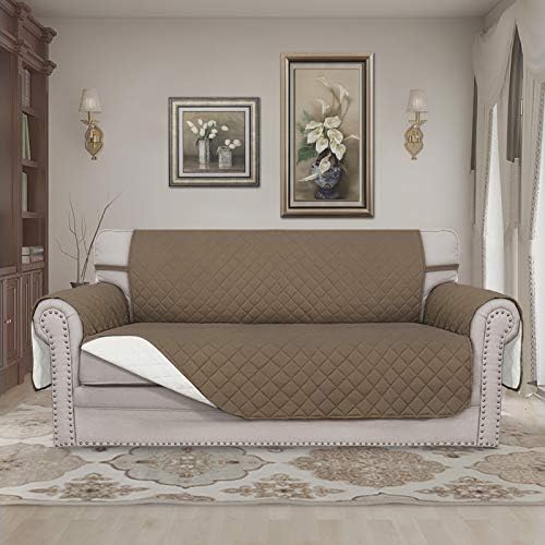 Easy-Going Reversible Couch Cover, 2 Cushion Sofa, Camel/Ivory - Image 2