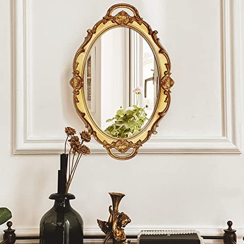 Eaoundm 14.5 x 10 inchs Oval Hanging Mirror (Gold 2 Pcs) - Image 2