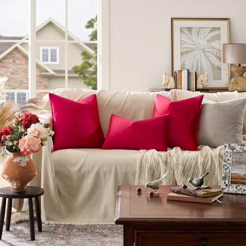 GIGIZAZA Red Velvet Pillow Covers 18x18 Decorative Pillows Pack of 2 - Image 6