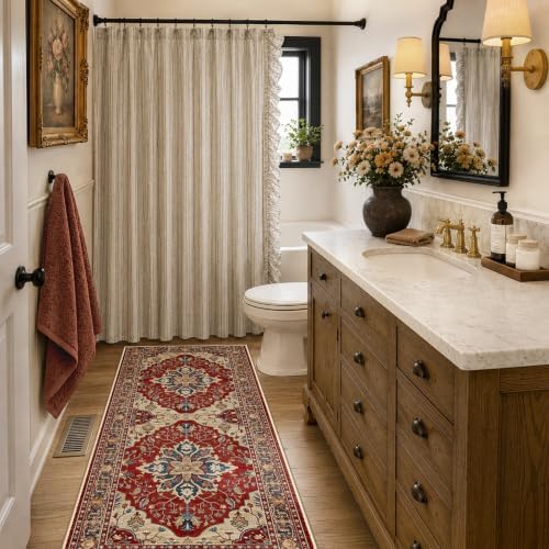RELEANY Washable Area Rug, Runner 2'x6', Red/Blue - Image 2