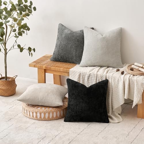 MIULEE Decorative Couch Throw Pillow Covers 16x16 Inch Black 2 Pack - Image 4