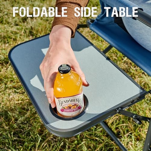 Portal Directors Chair Camping Chairs for Adults with Side Table Folding Lawn Chairs for Adults, Directors Chairs Foldable for Outdoor Chairs for Beach, Travel, Heavy Duty Supports 300LBS, Blue/Grey - Image 4