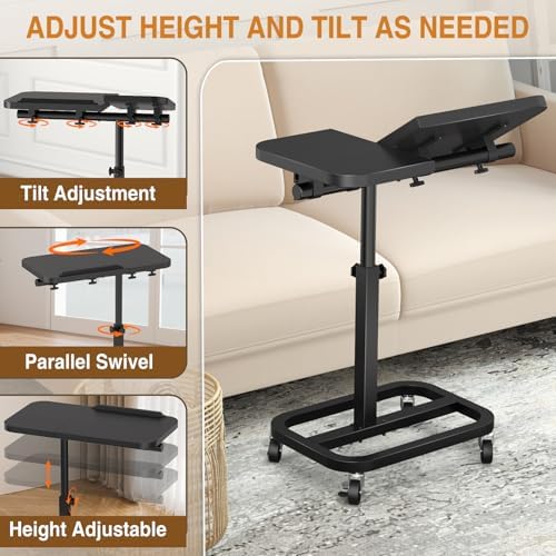 Portable Rolling Over Bed Laptop Desk, Adjustable Height and Tilt for Home - Image 3