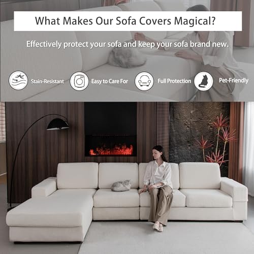 OHSIO Couch Cushion Covers for Sectional Sofa, Stretch Soft Sofa Slipcovers - Image 5