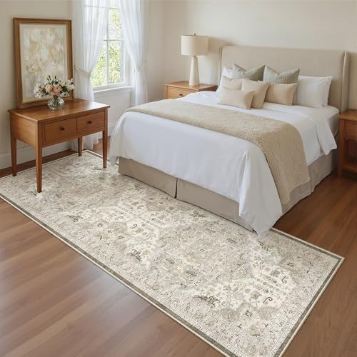 Madane Kitchen Runner 2'6''x8' Soft Rug Runners for Hallways, Ivory/Brown - Image 4