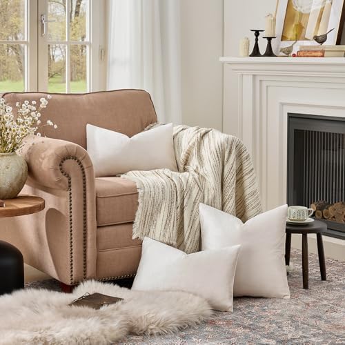 GIGIZAZA Velvet Pillow Covers 12x20 Decorative Pillows Pack of 2 Ivory - Image 3
