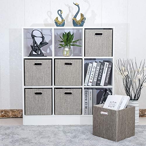 Posprica Storage Basket Bins,12×12 Foldable Storage Cube Boxes Fabric Drawer for Closet Shelf Cabinet Bookcase,4pcs,Coffee - Image 2