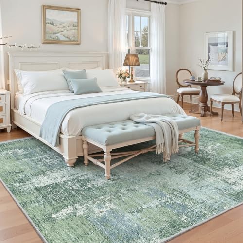 Valenrug 6x9 Area Rugs, Abstract Washable Rugs for Living Room, Sage Green - Image 3