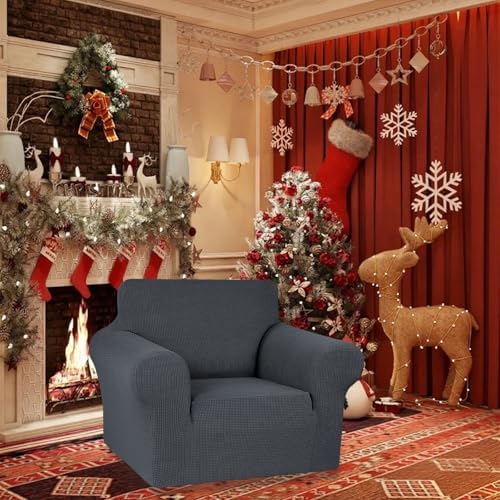 KEKUOU Stretch Chair Sofa Slipcover, Single Couch Cover,Charcoal - Image 2