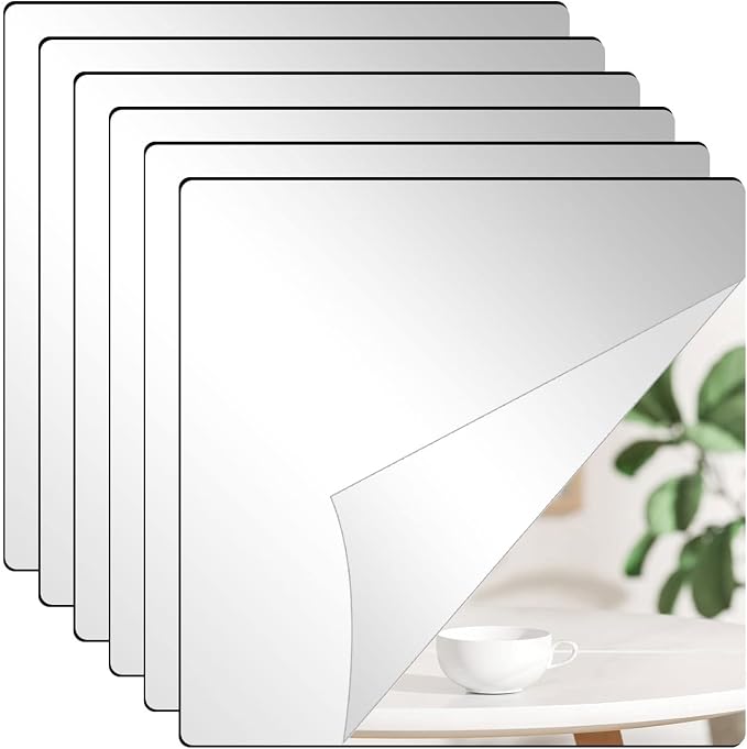 8'' x 8'' x 0.07'' x 6Pcs Acrylic Mirror Tiles for Walls Decor by DARENYI