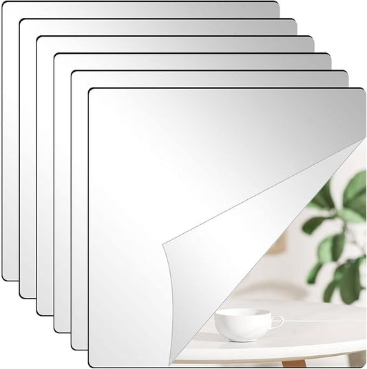 8'' x 8'' x 0.07'' x 6Pcs Acrylic Mirror Tiles for Walls Decor by DARENYI
