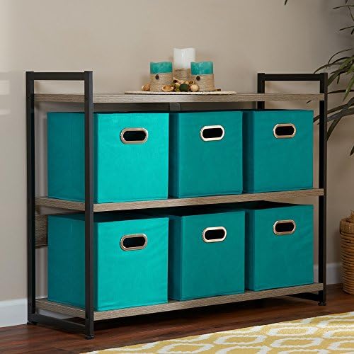 Household Essentials 83-1 Foldable Fabric Storage Bins | Set of 6 Cubby Cubes with Handles | Aqua (Pack of 6) - Image 3