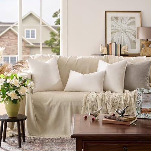 GIGIZAZA Velvet Pillow Covers 12x20 Decorative Pillows Pack of 2 Ivory - Image 2