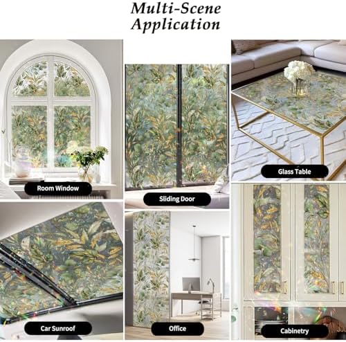 Window Privacy Film, Rainbow Stained Glass Window Film with Tools, Spring & Autumn Leaves, 16.93" x 78.74"(43X200CM) - Image 6
