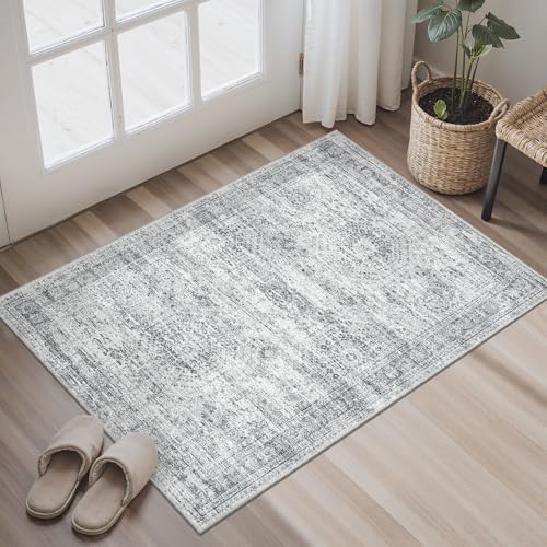 Soalmost 2x3 Washable Rugs for Kitchen, Entryway, Small Area Rug Grey - Image 2
