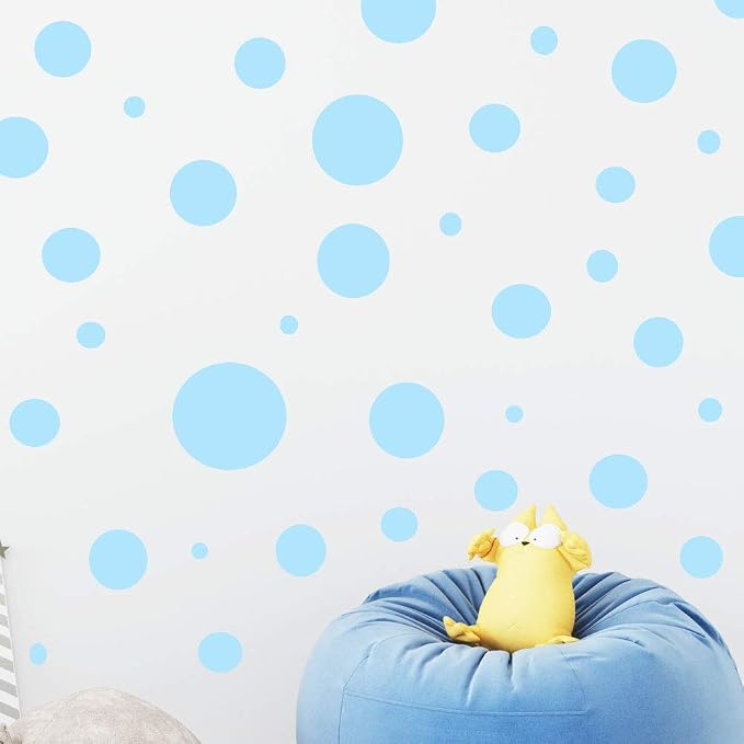 Polka Dot Wall Stickers, Wall Decor Stickers, Wall Dots, Vinyl Circle Room Dot Decals Wall Art Stickers for Bedroom Girls Room Peel and Stick Kids Room Decor Birthday Gift (Soft Blue) by Create-A-Mural
