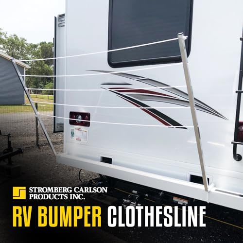 Stromberg Carlson CL-100 Bumper Mounted Clothesline - 48" aluminum foldable travel drying rack for RV Bumper, camper, and outdoor use; 84" hanging space, ideal RV clothesline and camping laundry rack. - Image 7
