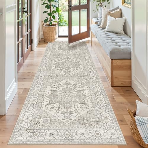 Madane Kitchen Runner 2'6''x8' Soft Rug Runners for Hallways, Beige/Brown - Image 4