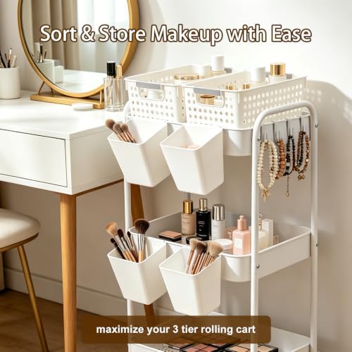 10pcs Rolling Cart Accessories, Storage Bins and Hanging Baskets - Image 3