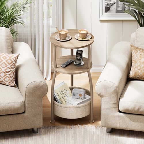 Small Side Table with Storage Basket for Living Room, 11.81in - Image 5